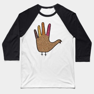 Glittery Hand Turkey Baseball T-Shirt